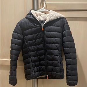 Save The Duck Fleece Lined Black Puffer Jacket